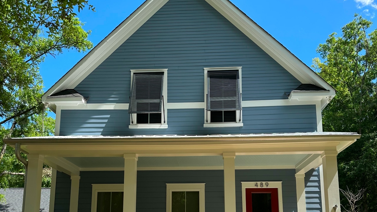 painted exterior walls with weather resistant two full coats